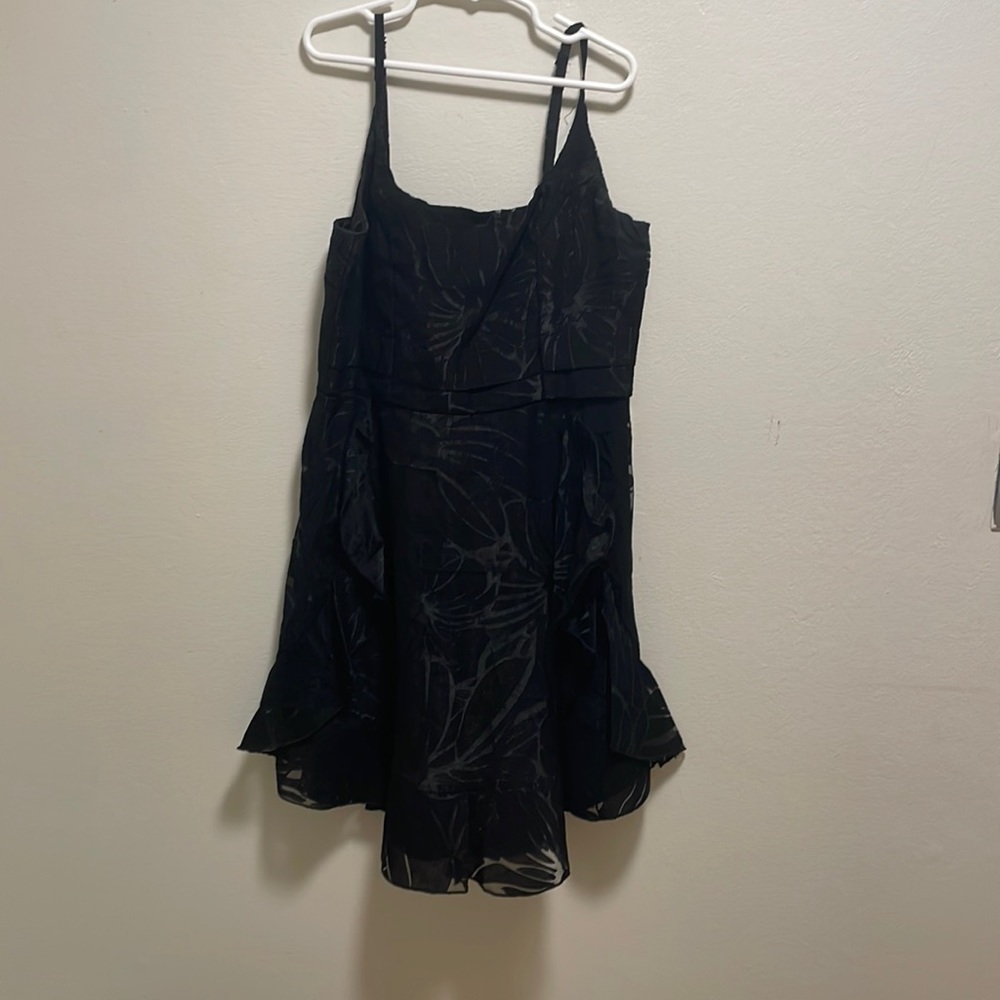 black flower print mini dress